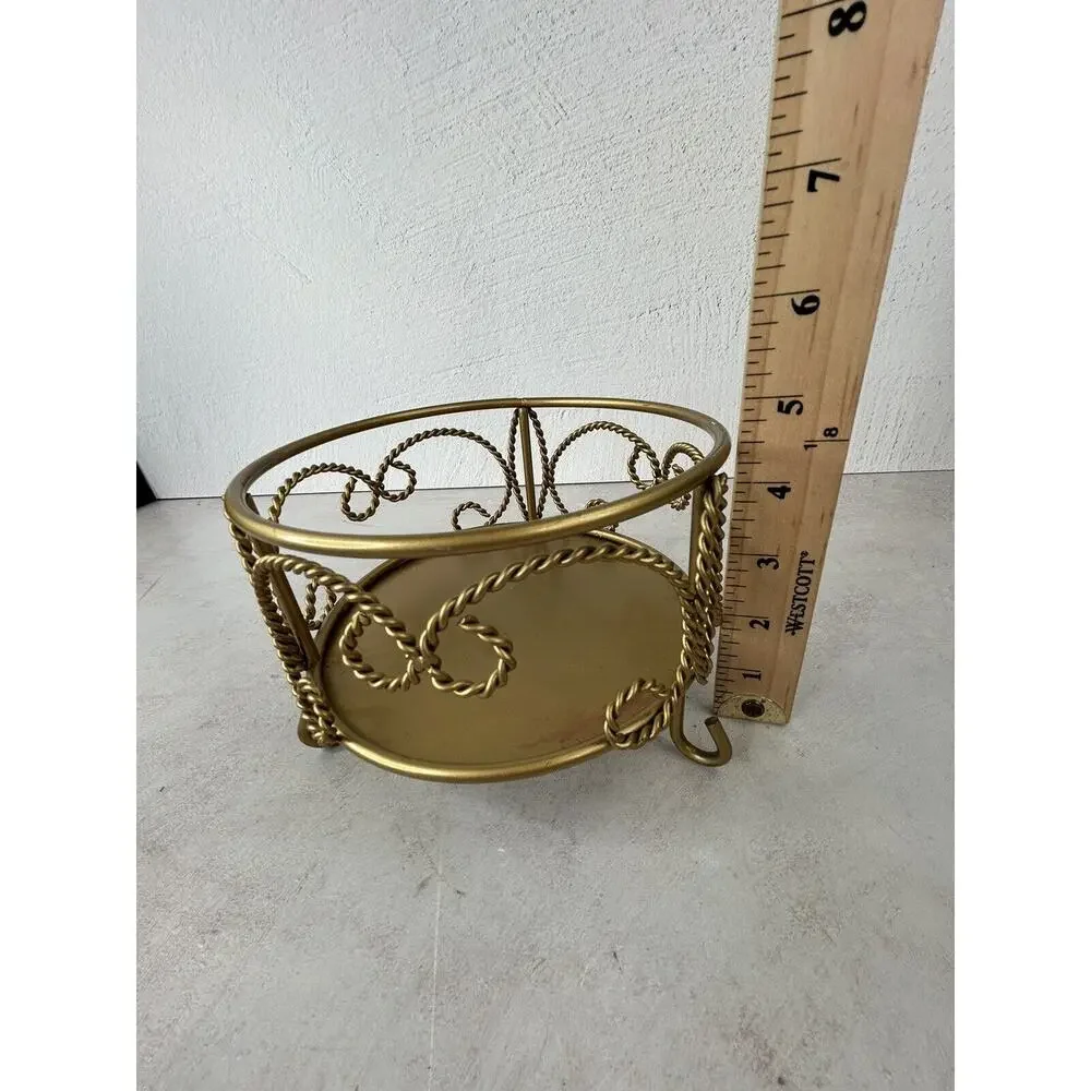 vintage gold iron pedestal‎ Large candle holder